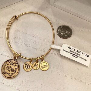 NWT NHL Chicago Blackhawks Logo Antique Gold Alex and Ani Adjustable bangle